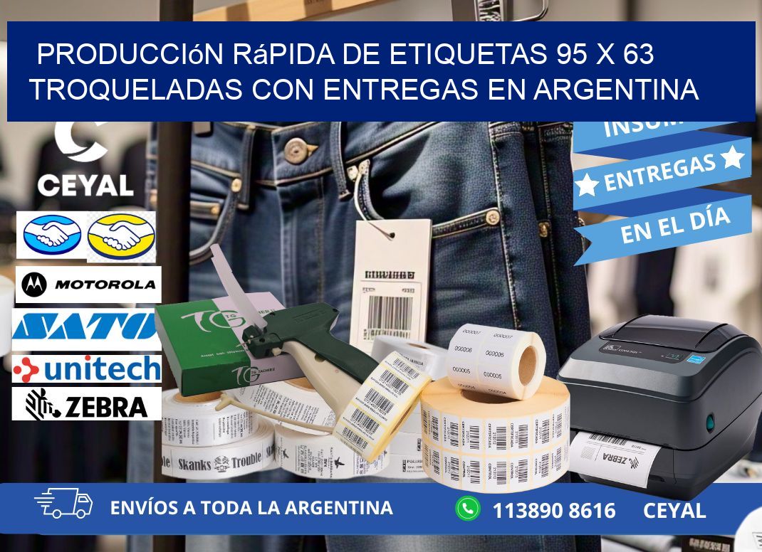 Producción rápida de etiquetas 95 x 63 troqueladas con entregas en Argentina