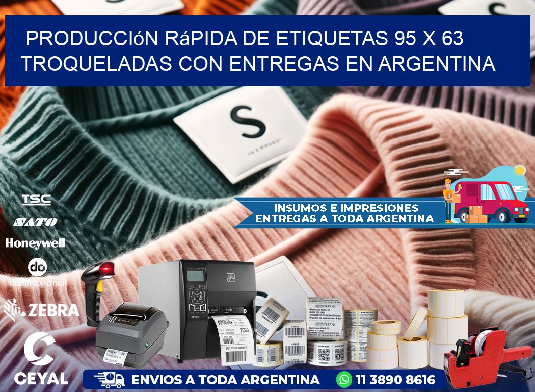 Producción rápida de etiquetas 95 x 63 troqueladas con entregas en Argentina
