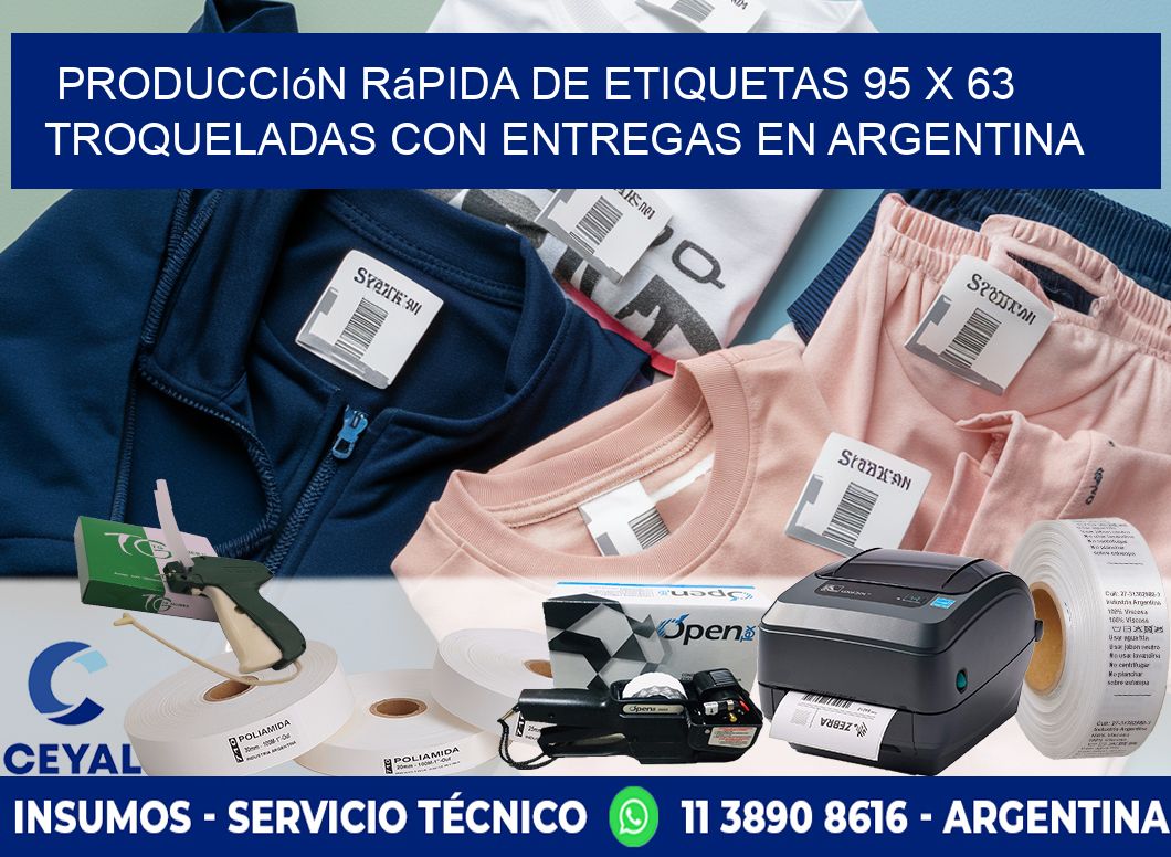 Producción rápida de etiquetas 95 x 63 troqueladas con entregas en Argentina
