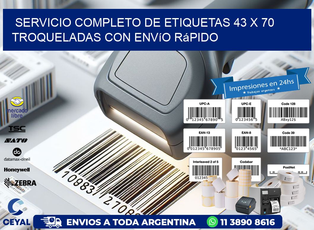 Servicio completo de etiquetas 43 x 70 troqueladas con envío rápido