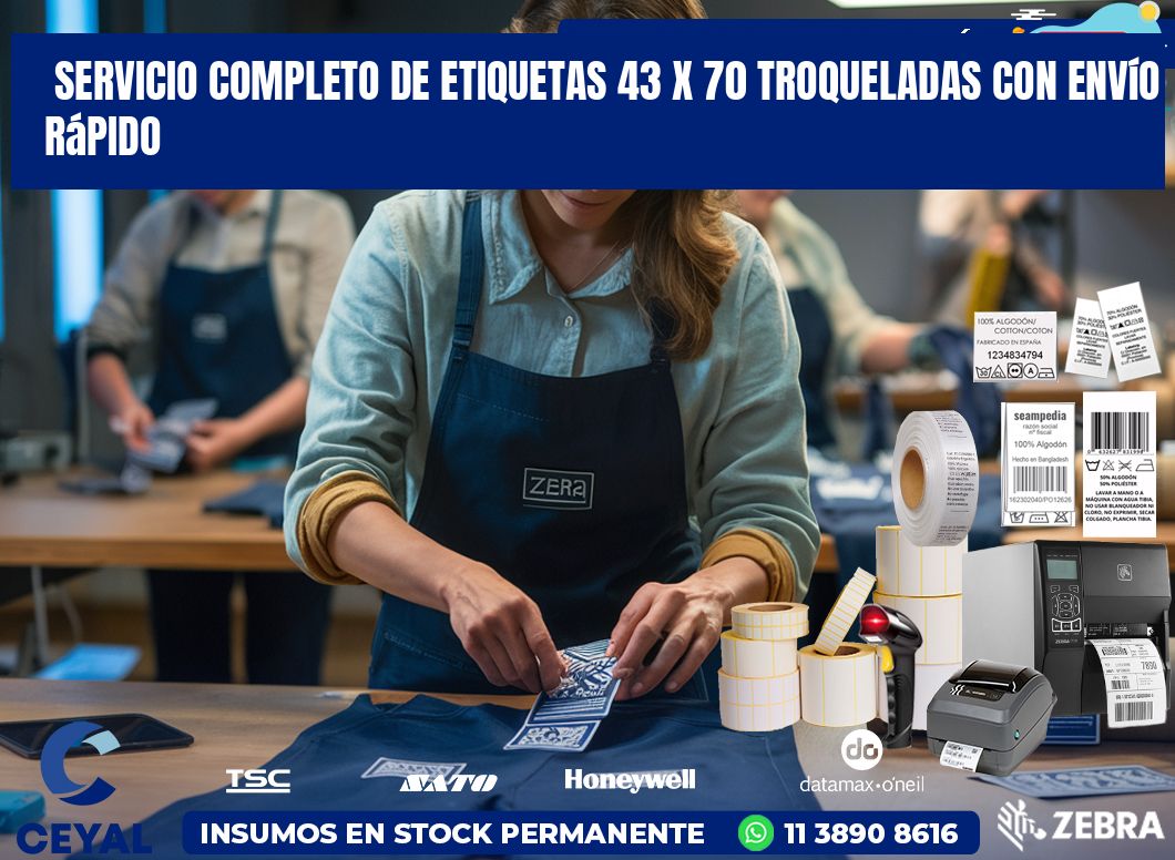 Servicio completo de etiquetas 43 x 70 troqueladas con envío rápido