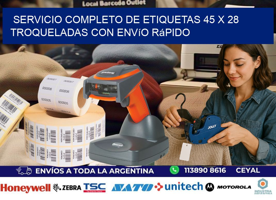 Servicio completo de etiquetas 45 x 28 troqueladas con envío rápido