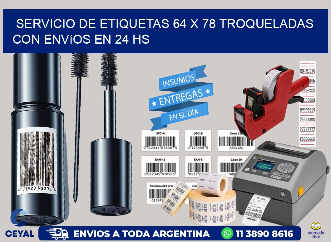 Servicio de etiquetas 64 x 78 troqueladas con envíos en 24 hs