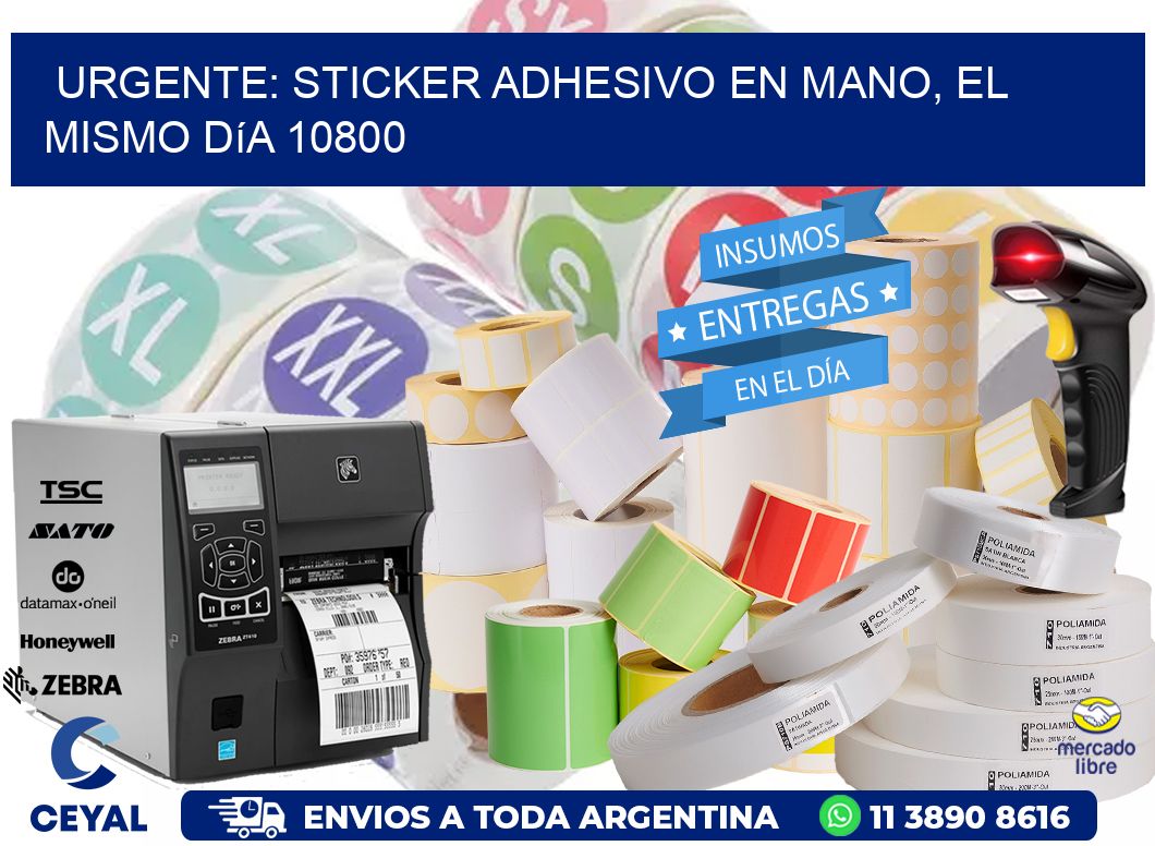 Urgente: Sticker adhesivo en Mano, el Mismo Día 10800