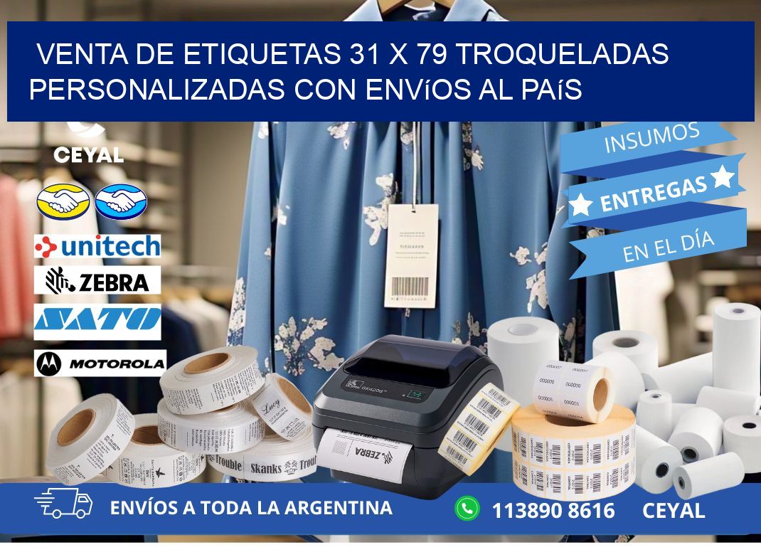 Venta de etiquetas 31 x 79 troqueladas personalizadas con envíos al país