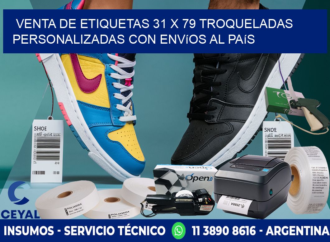 Venta de etiquetas 31 x 79 troqueladas personalizadas con envíos al país