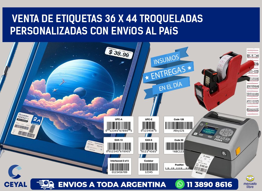Venta de etiquetas 36 x 44 troqueladas personalizadas con envíos al país