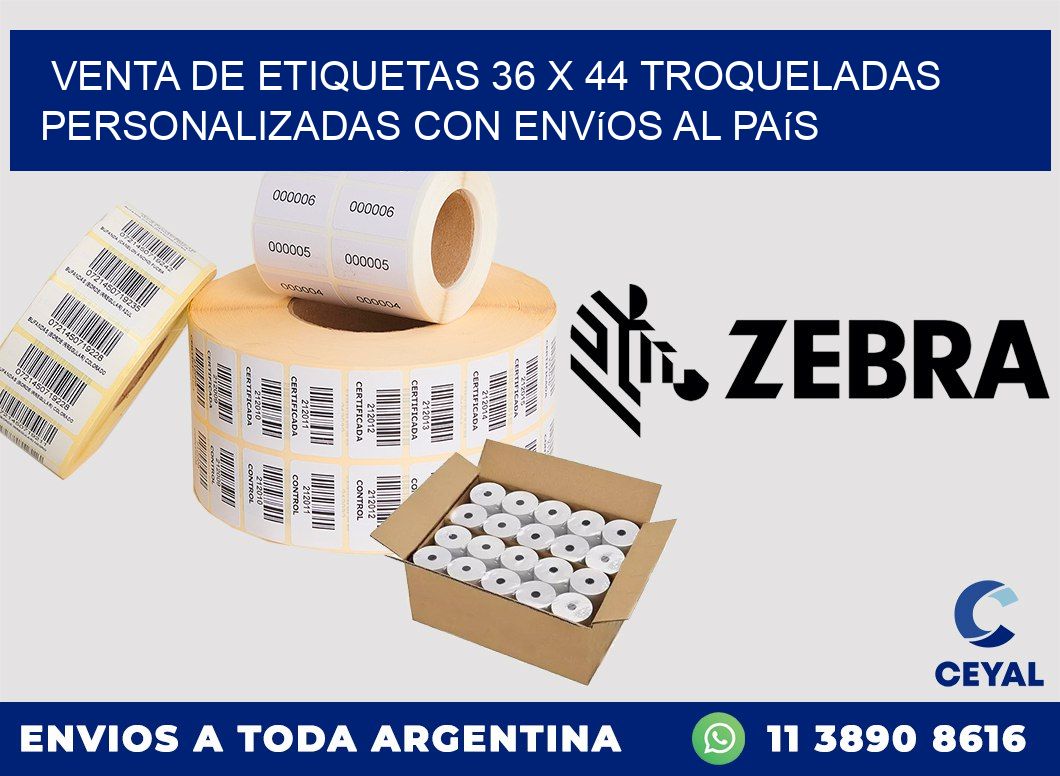 Venta de etiquetas 36 x 44 troqueladas personalizadas con envíos al país