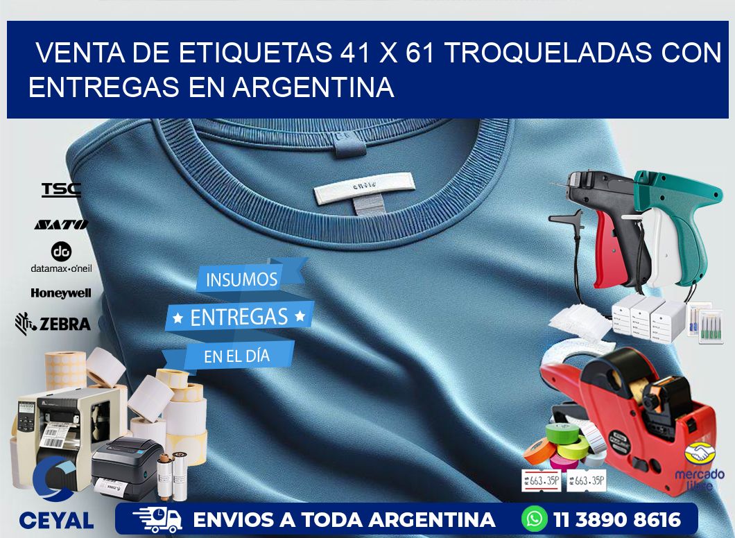 Venta de etiquetas 41 x 61 troqueladas con entregas en Argentina