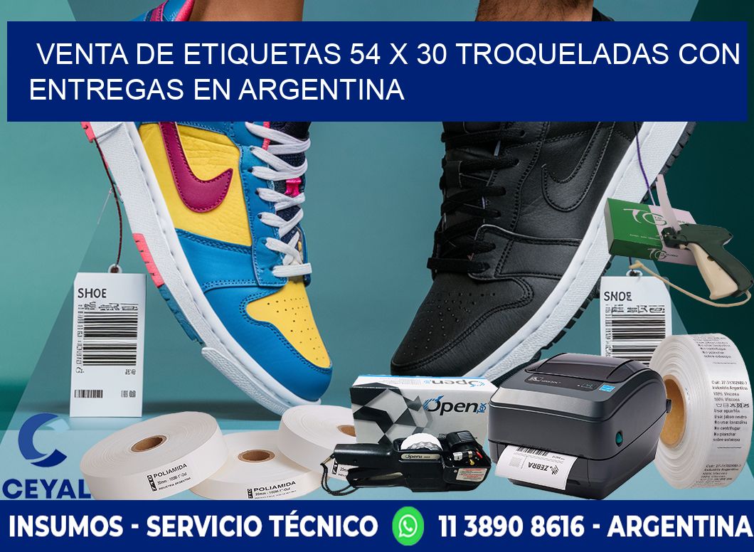 Venta de etiquetas 54 x 30 troqueladas con entregas en Argentina