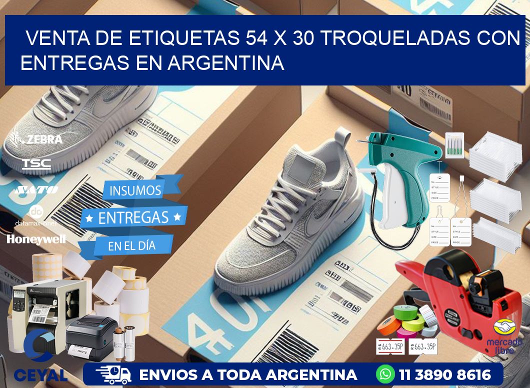 Venta de etiquetas 54 x 30 troqueladas con entregas en Argentina