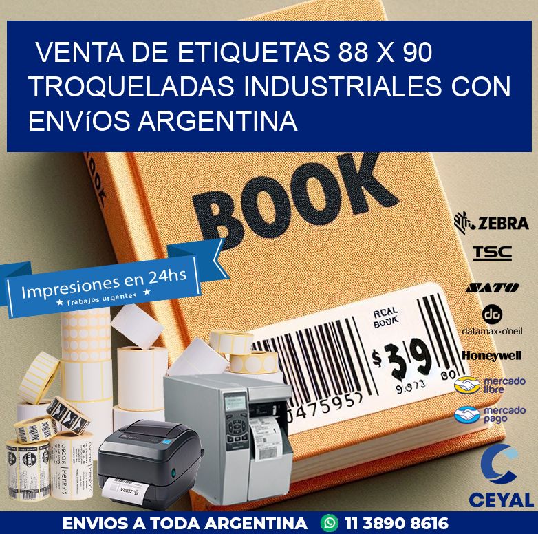 Venta de etiquetas 88 x 90 troqueladas industriales con envíos Argentina