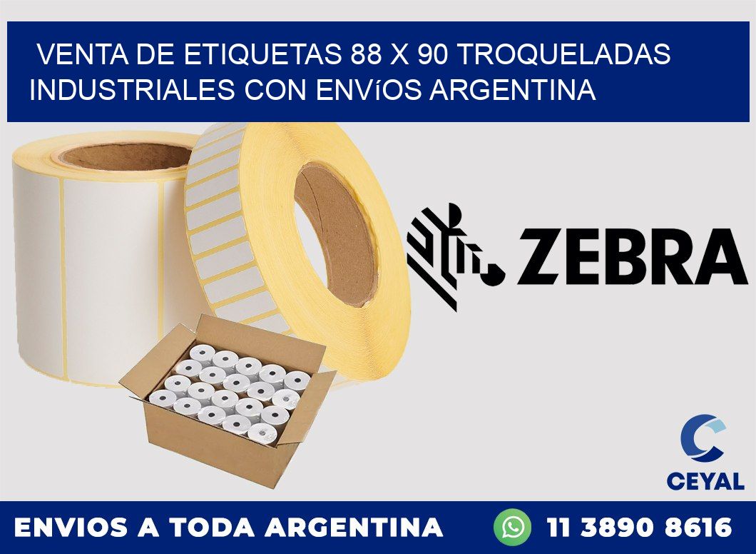 Venta de etiquetas 88 x 90 troqueladas industriales con envíos Argentina
