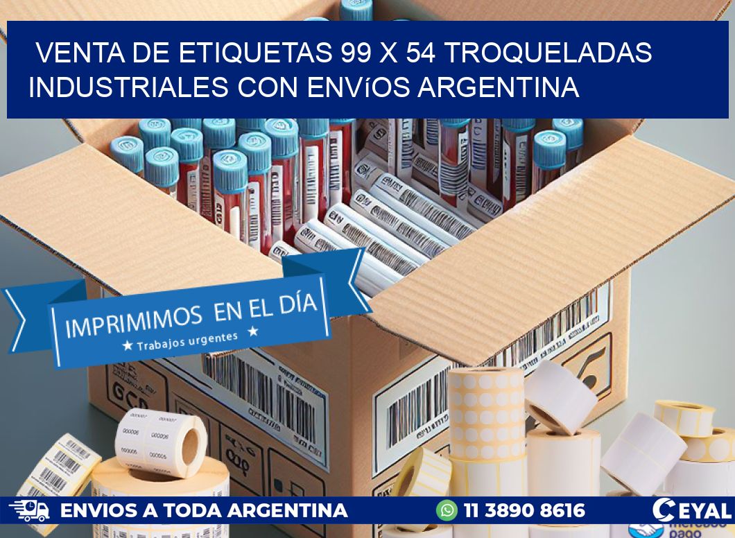 Venta de etiquetas 99 x 54 troqueladas industriales con envíos Argentina