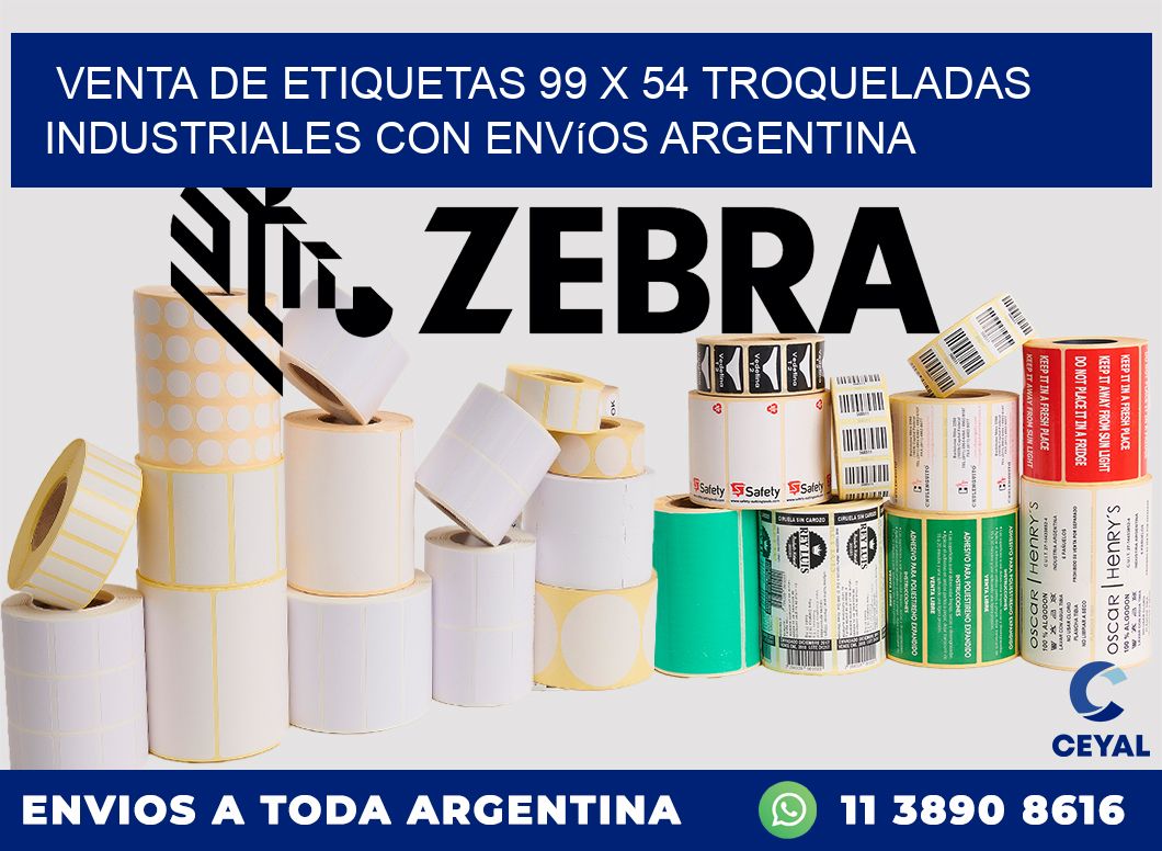Venta de etiquetas 99 x 54 troqueladas industriales con envíos Argentina