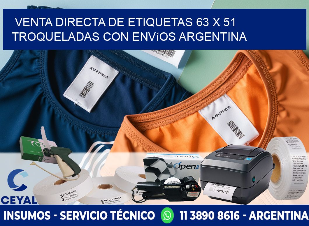 Venta directa de etiquetas 63 x 51 troqueladas con envíos Argentina
