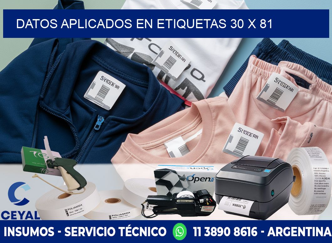 datos aplicados en etiquetas 30 x 81