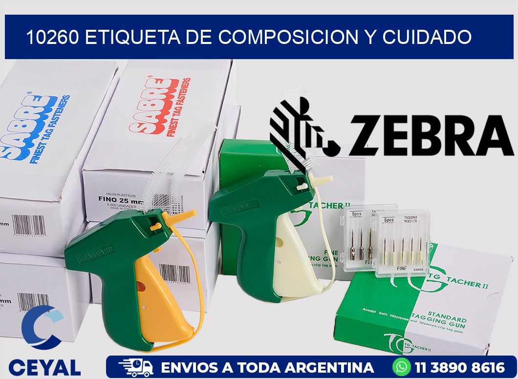 10260 etiqueta de composicion y cuidado