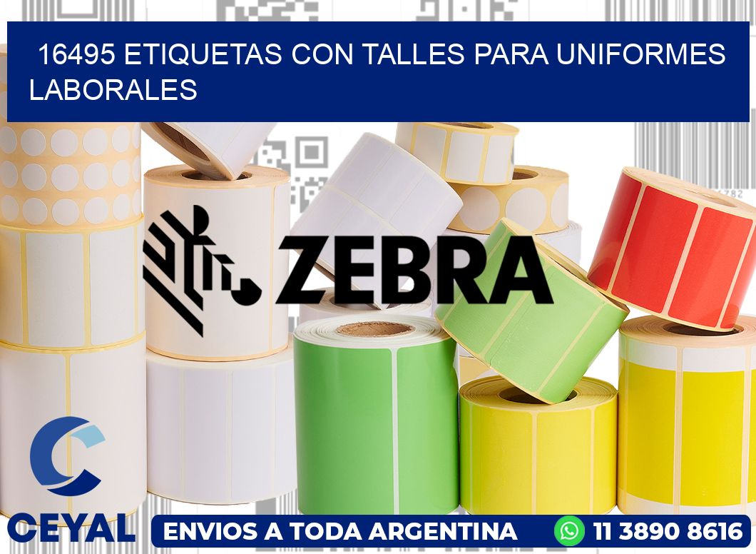 16495 etiquetas con talles para uniformes laborales