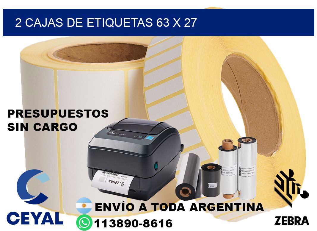 2 cajas de etiquetas 63 x 27