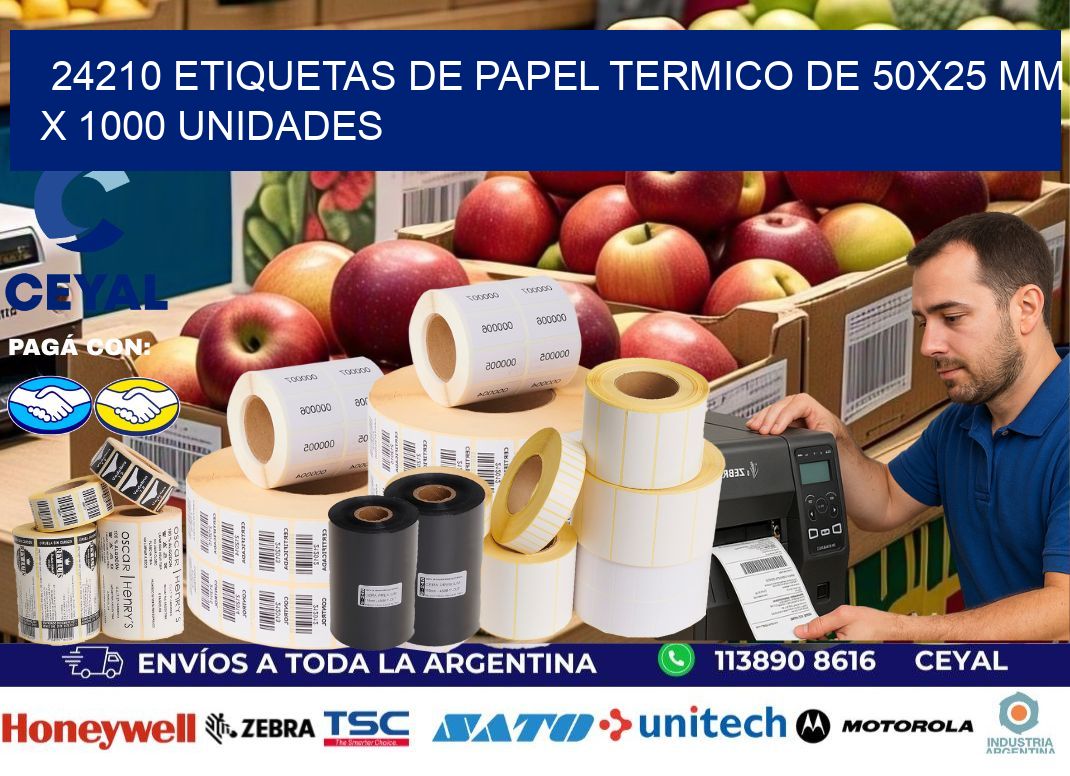 24210 Etiquetas De Papel Termico De 50×25 Mm X 1000 Unidades
