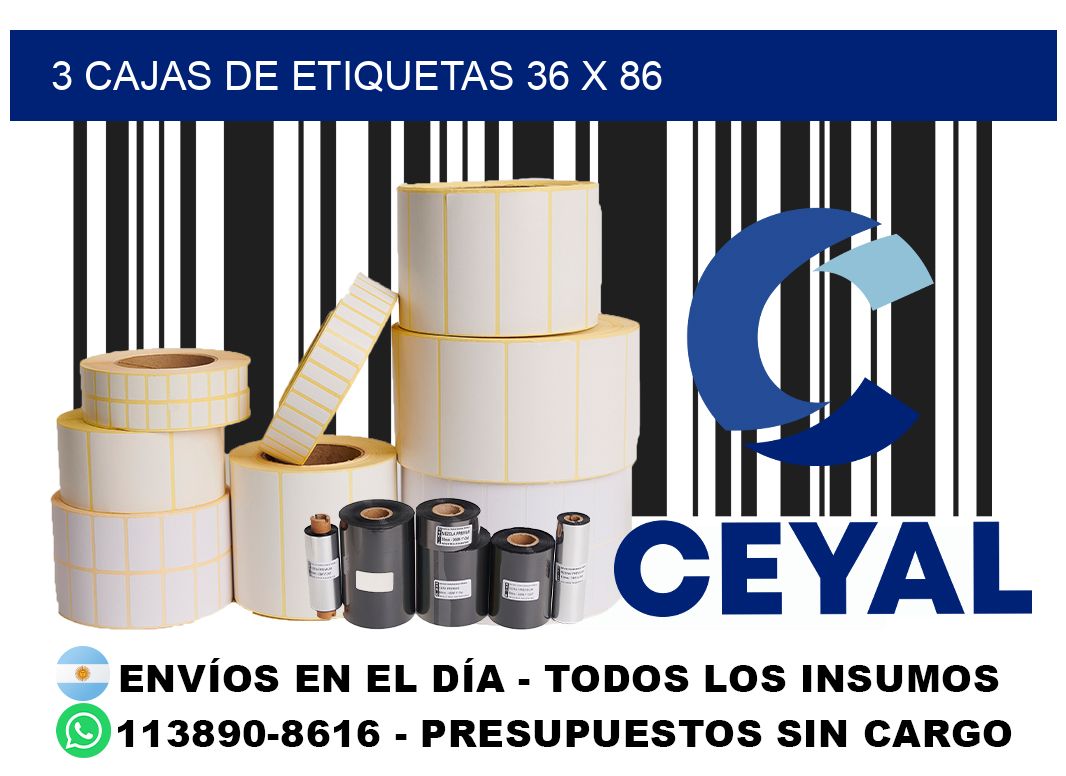 3 cajas de etiquetas 36 x 86