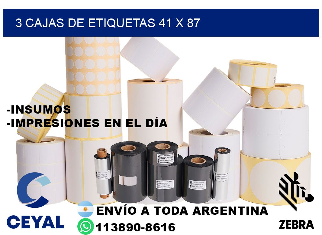 3 cajas de etiquetas 41 x 87