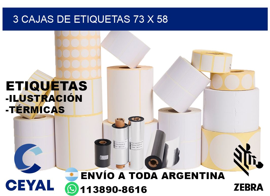 3 cajas de etiquetas 73 x 58