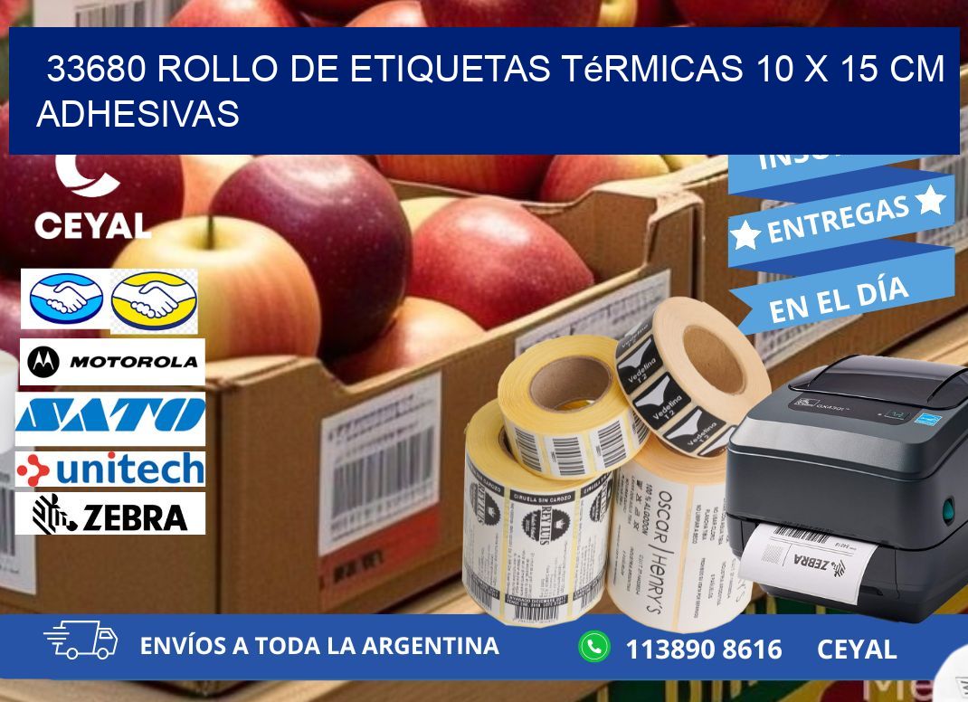 33680 Rollo de Etiquetas Térmicas 10 x 15 cm Adhesivas