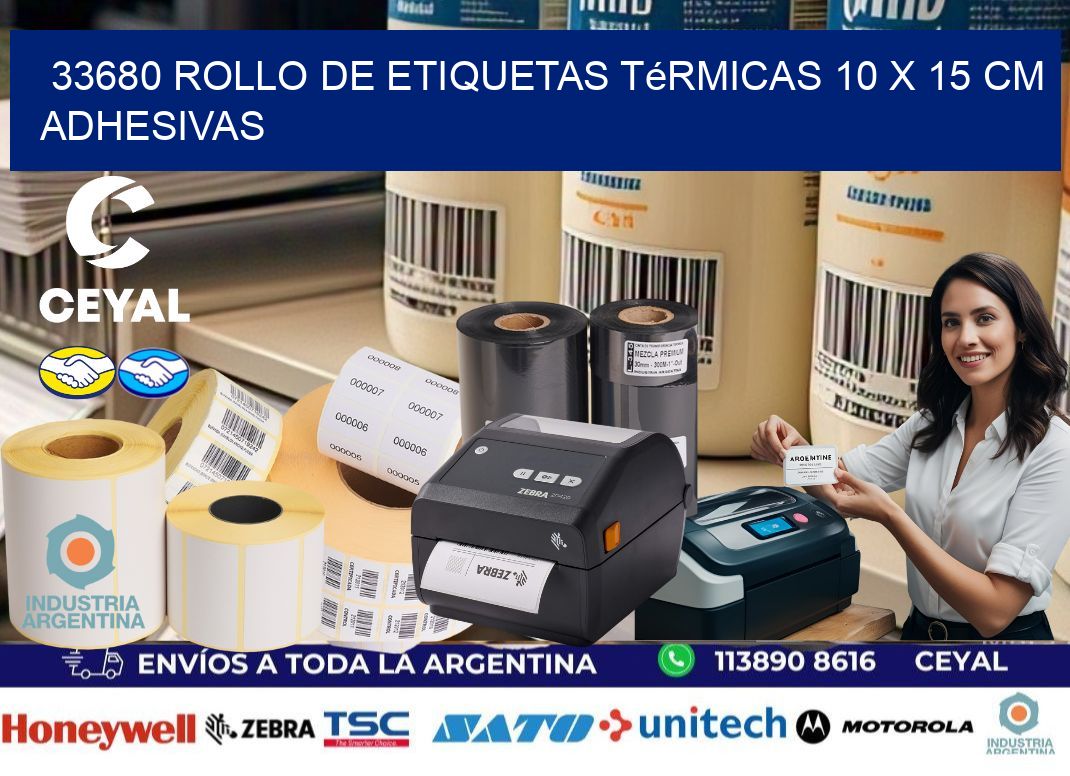 33680 Rollo de Etiquetas Térmicas 10 x 15 cm Adhesivas
