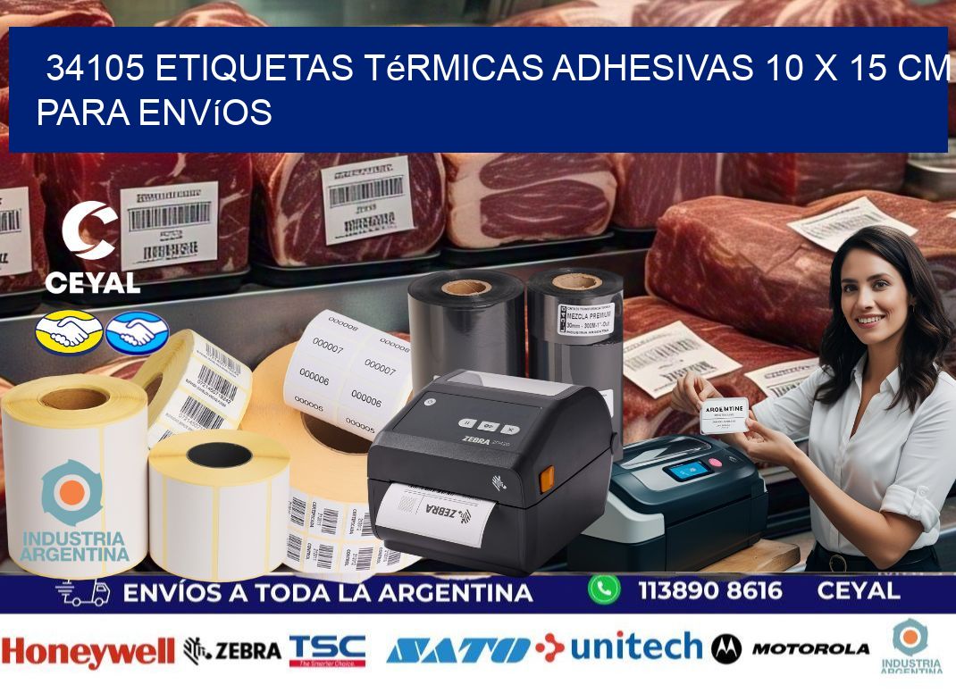 34105 Etiquetas Térmicas Adhesivas 10 x 15 cm para Envíos