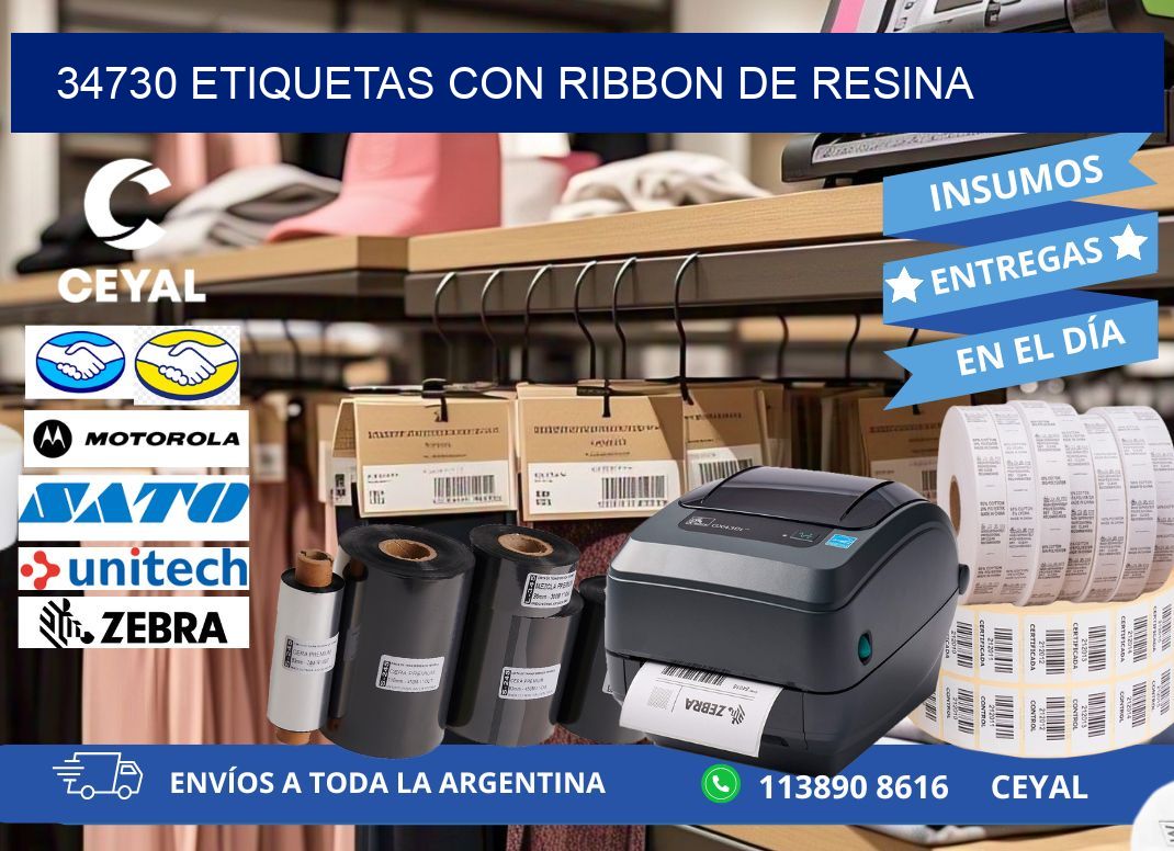 34730 etiquetas con ribbon de resina