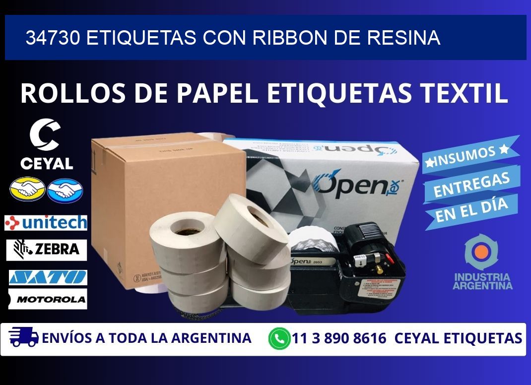34730 etiquetas con ribbon de resina