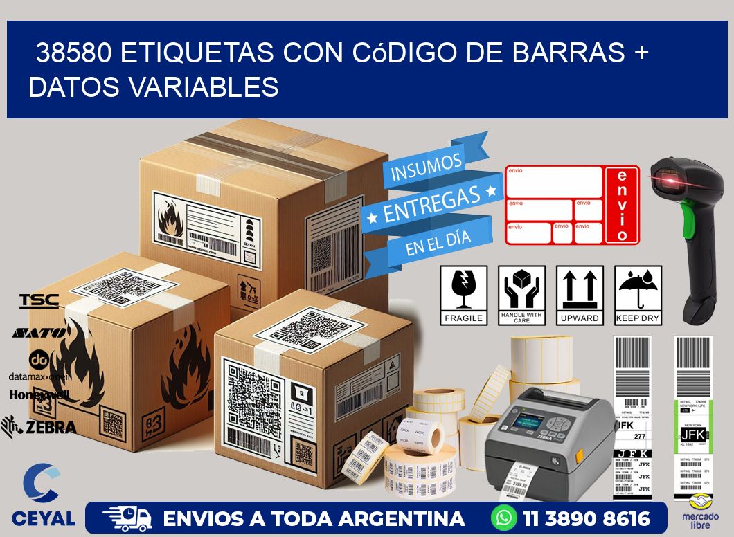 38580 etiquetas con código de barras + datos variables