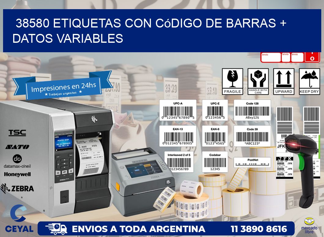 38580 etiquetas con código de barras + datos variables