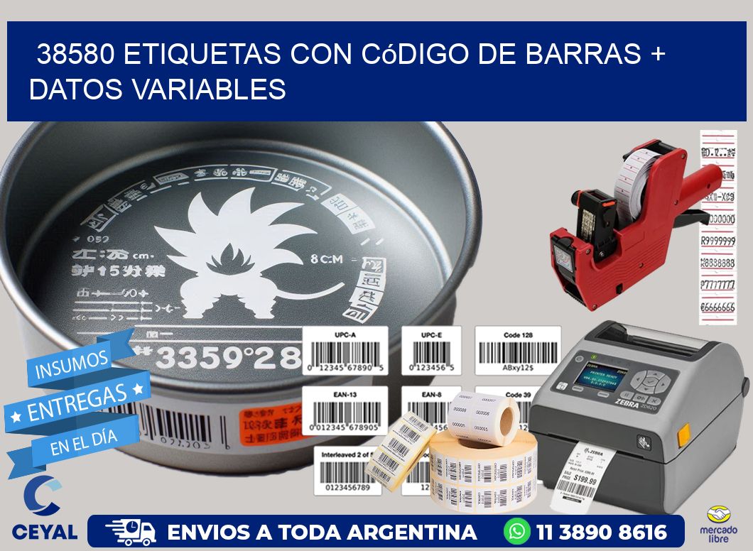 38580 etiquetas con código de barras + datos variables