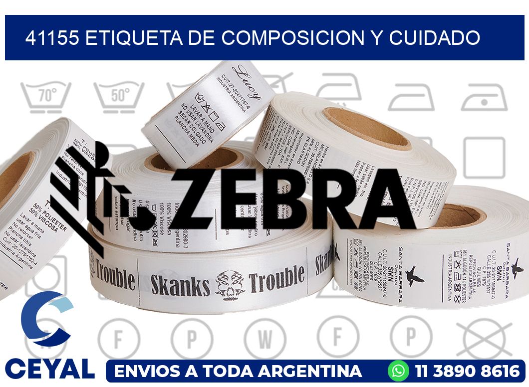 41155 etiqueta de composicion y cuidado