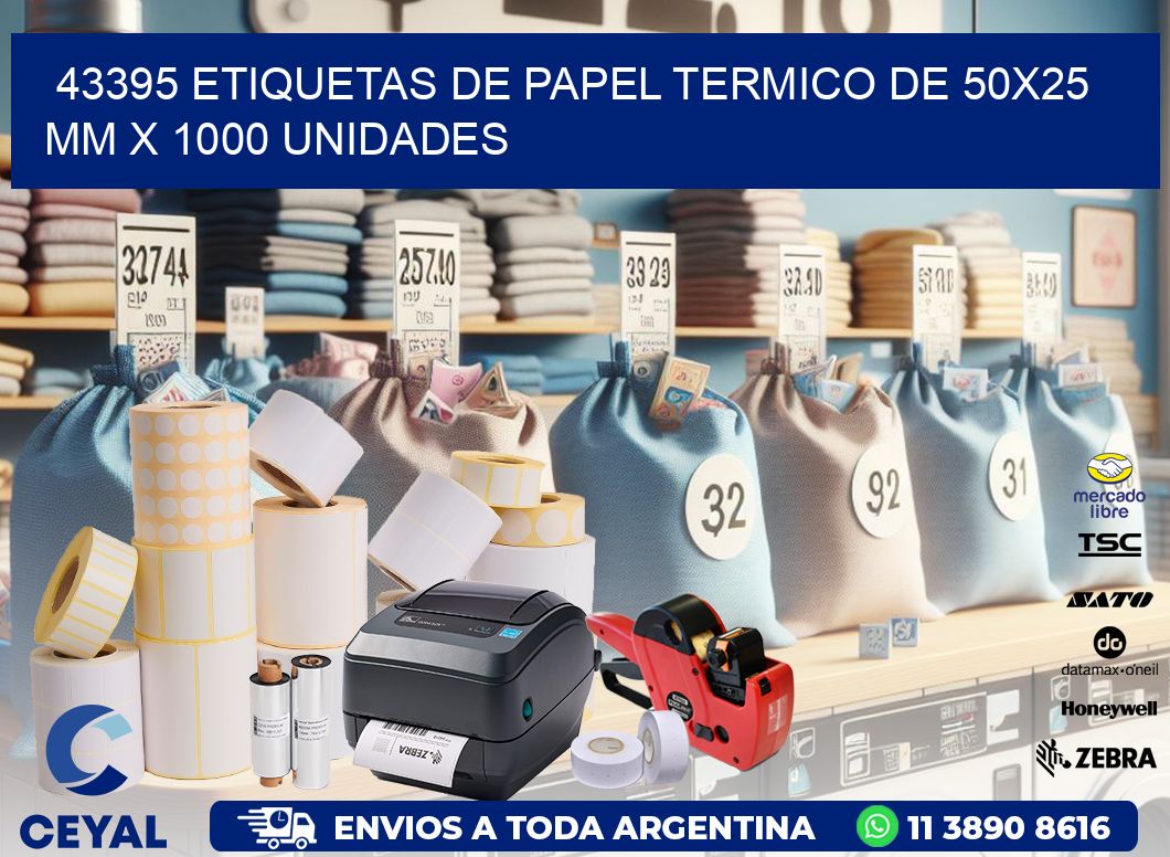 43395 Etiquetas De Papel Termico De 50x25 Mm X 1000 Unidades
