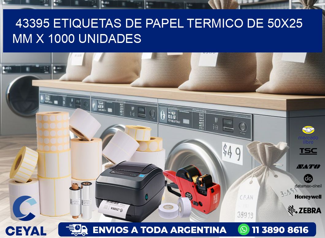 43395 Etiquetas De Papel Termico De 50x25 Mm X 1000 Unidades