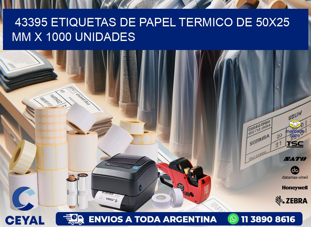 43395 Etiquetas De Papel Termico De 50×25 Mm X 1000 Unidades