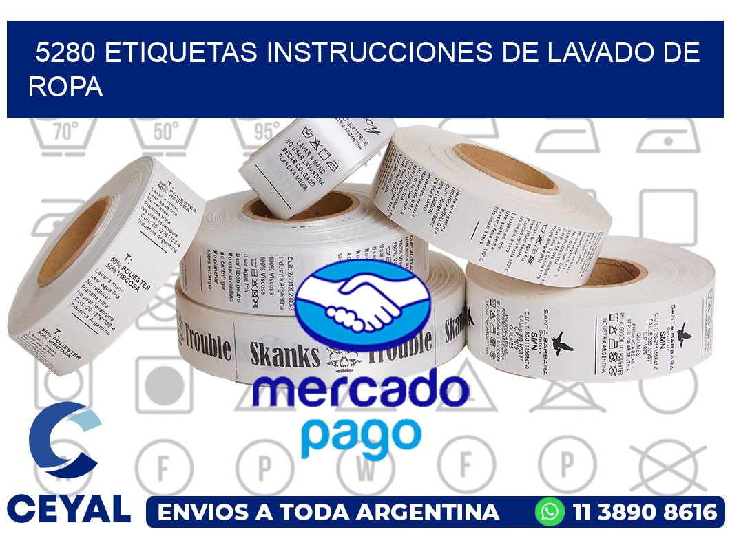 5280 etiquetas instrucciones de lavado de ropa