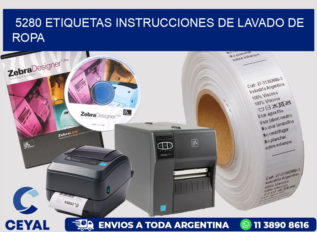 5280 etiquetas instrucciones de lavado de ropa