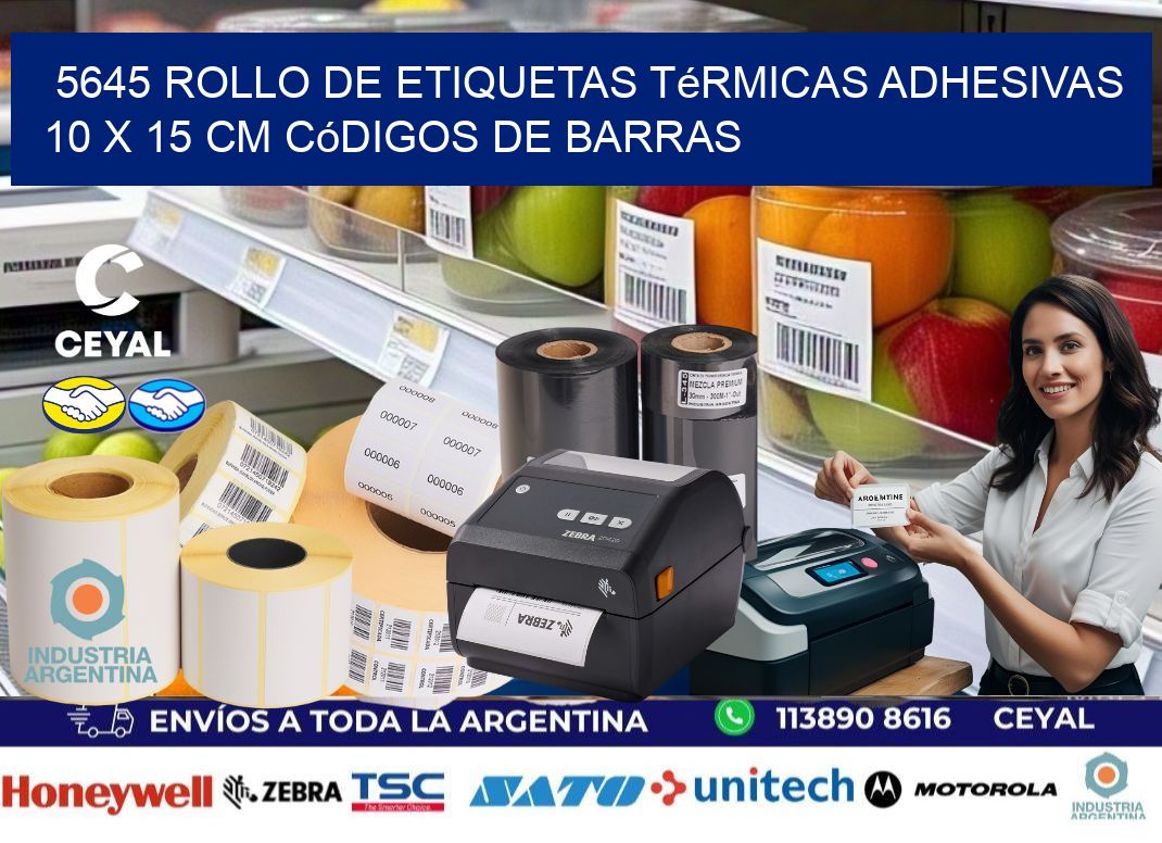 5645 Rollo de Etiquetas Térmicas Adhesivas 10 x 15 cm Códigos de Barras