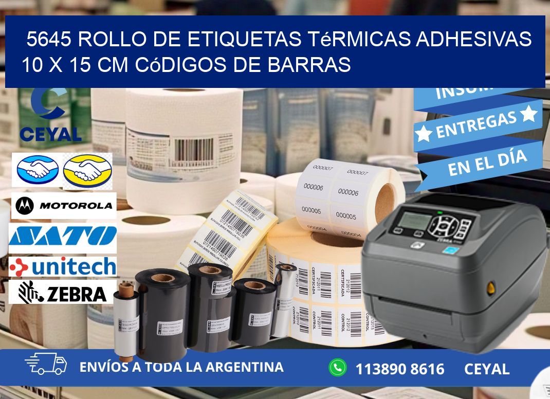 5645 Rollo de Etiquetas Térmicas Adhesivas 10 x 15 cm Códigos de Barras