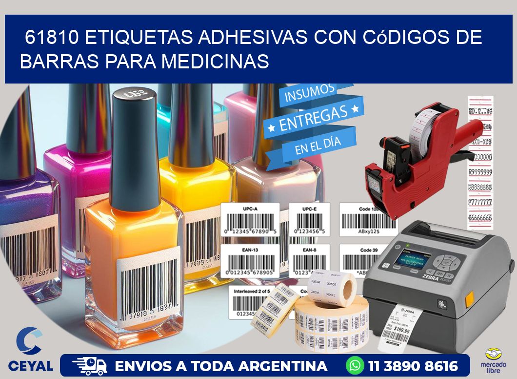 61810 etiquetas adhesivas con códigos de barras para medicinas