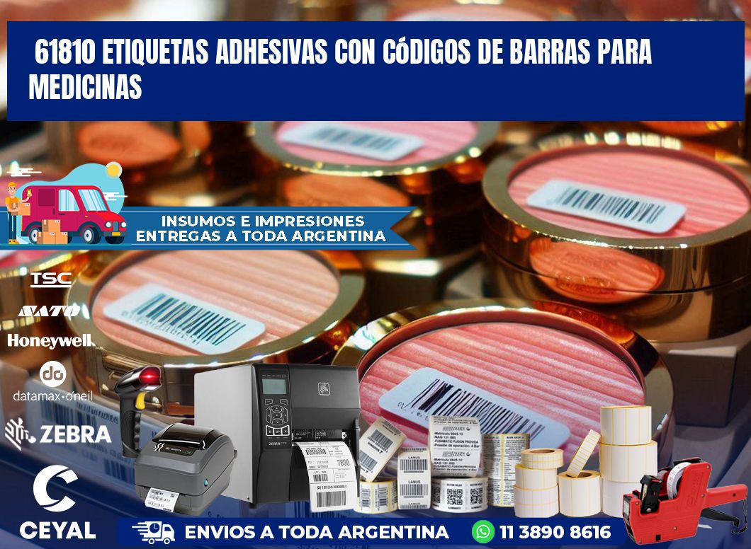 61810 etiquetas adhesivas con códigos de barras para medicinas