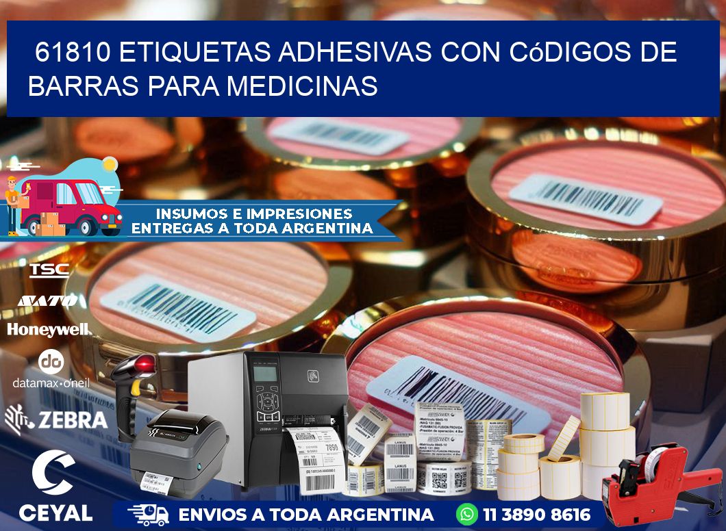 61810 etiquetas adhesivas con códigos de barras para medicinas