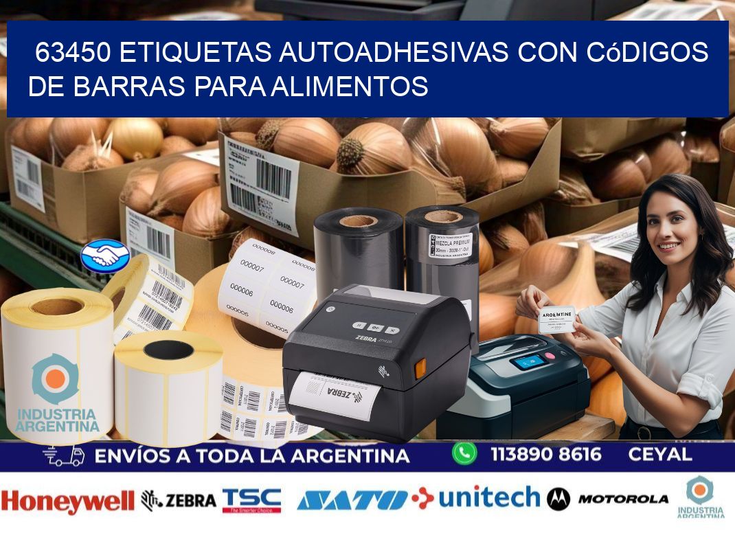 63450 Etiquetas autoadhesivas con códigos de barras para alimentos