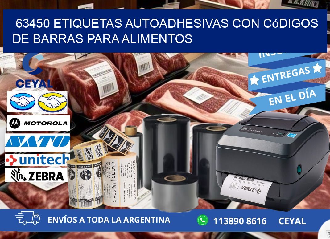 63450 Etiquetas autoadhesivas con códigos de barras para alimentos