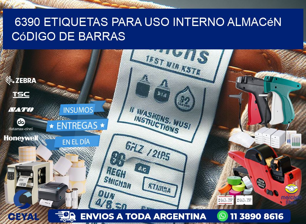 6390 etiquetas para uso interno almacén código de barras